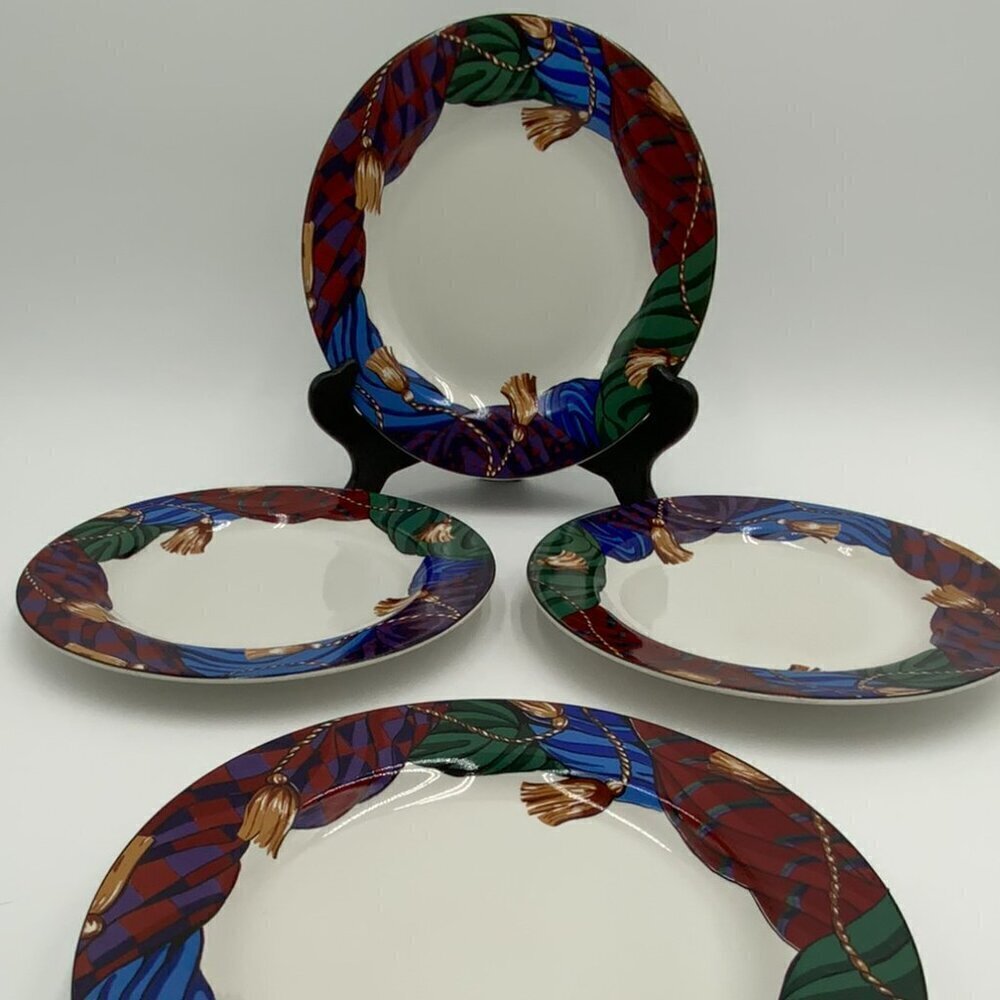 Set of 4 1993 Vitromaster Curtain Call Salad Plates Designed by Sue Zipkin - Picture 6 of 8
